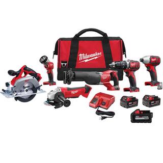 MW M18 18-Volt Li-Ion Cordless Combo Kit (6-Tool) wTwo 3.0 Ah Batteries 1 6.0 Ah Battery 1 Charger and 1 Tool Bag 2696-26-48-11-1865