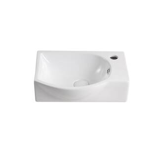 Elanti Wall-Mounted Left-Facing Bathroom Sink in White EC1805-L