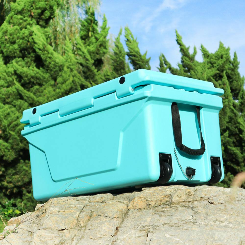 Tenleaf 65 qt. Blue Outdoor Cooler Fish Ice Chest Box Camping Cooler Box SXB6458176