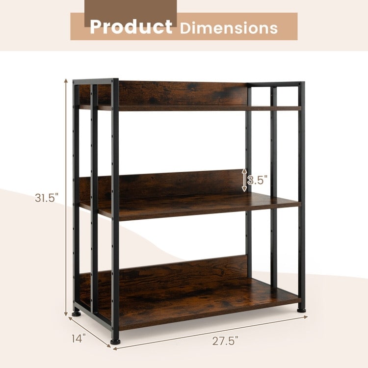 Industrial Bookshelf Storage Shelf Display Rack with Adjustable Shelves