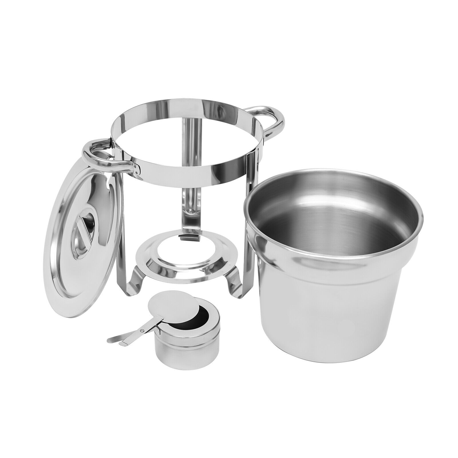 FETCOI 7L Round Soup Chafer Catering Chafing Dish Food Pan Warmer Stainless Steel