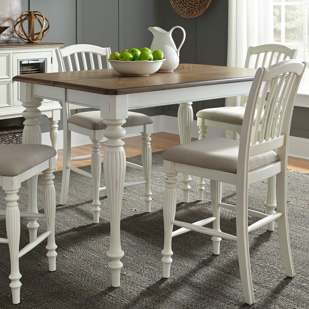 The Gray Barn Cumberland Creek Nutmeg   Cream 5 Piece Gathering Table Set