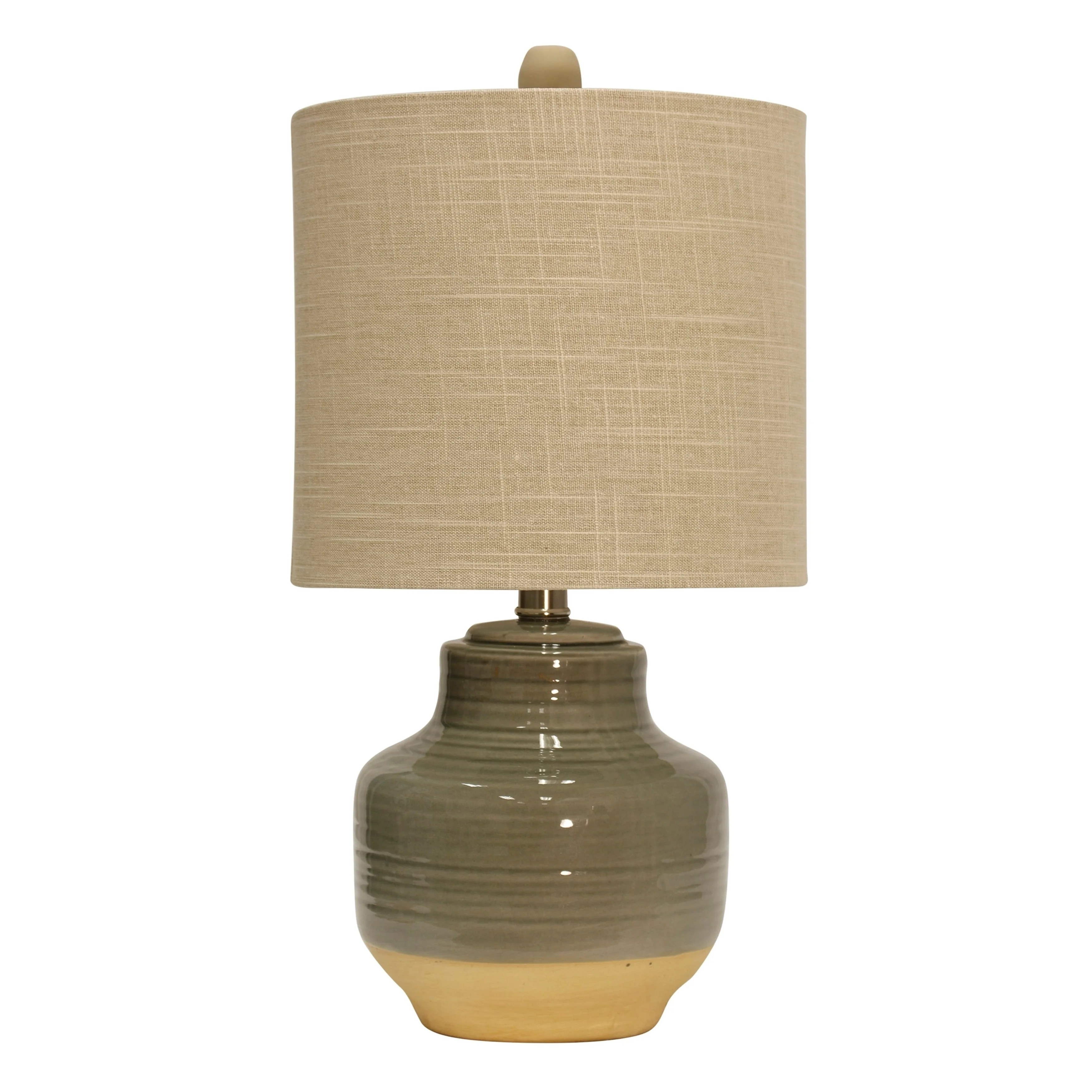 StyleCraft Prova Grey Ceramic Table Lamp - Beige Hardback Fabric Shade