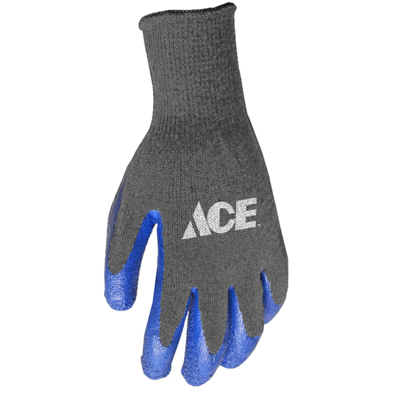 Ace Men\u0027s Indoor/Outdoor Coated Work Gloves Blue/Gray L 3 pk