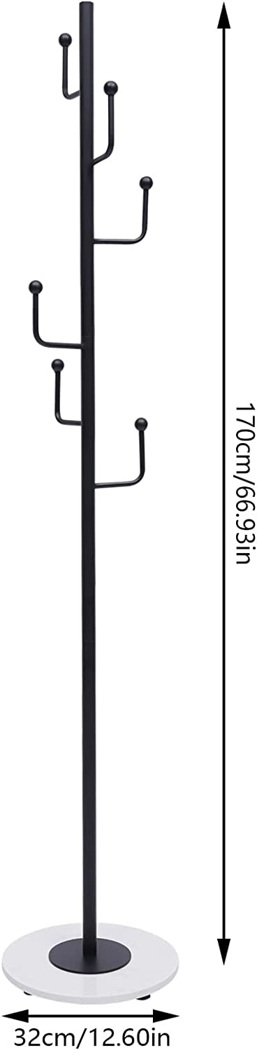 Flkoendmall 67-inch Modern Metal Clothes Stand Freestanding Coat Rack W/ 6 Hooks Black