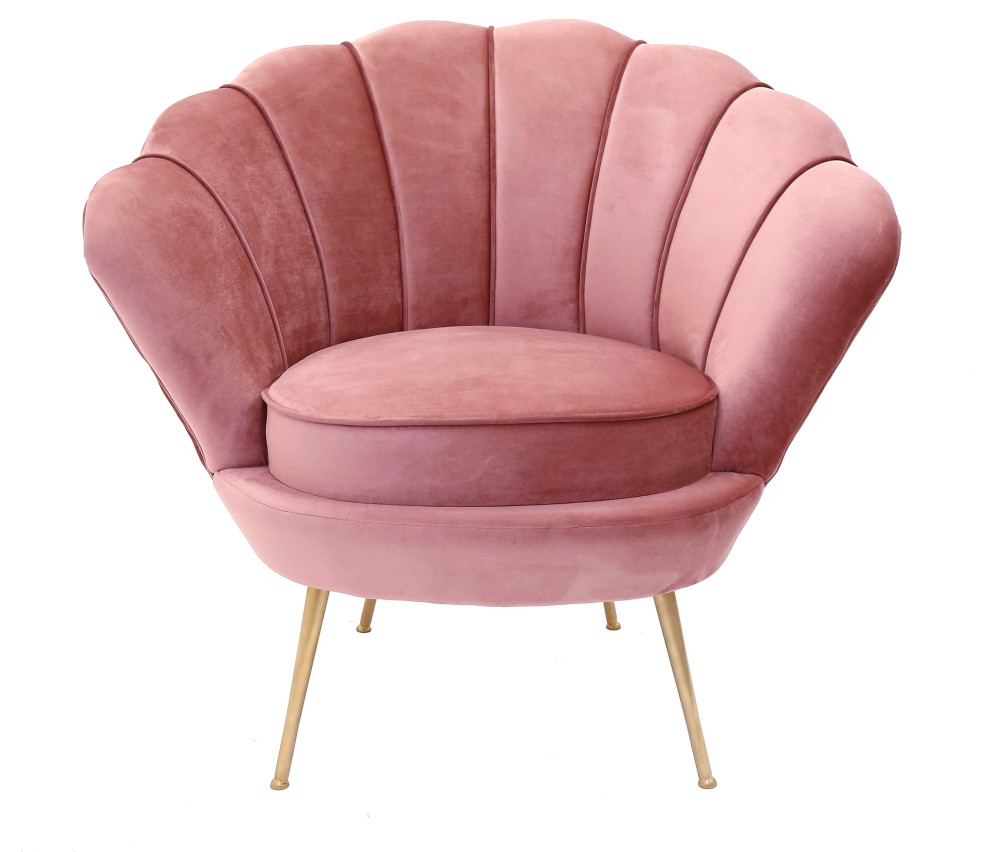 Liv Dusty Rose Velvet Scalloped Chair   Midcentury   Accent Chests And Cabinets   by Lighting Boutique  Houzz