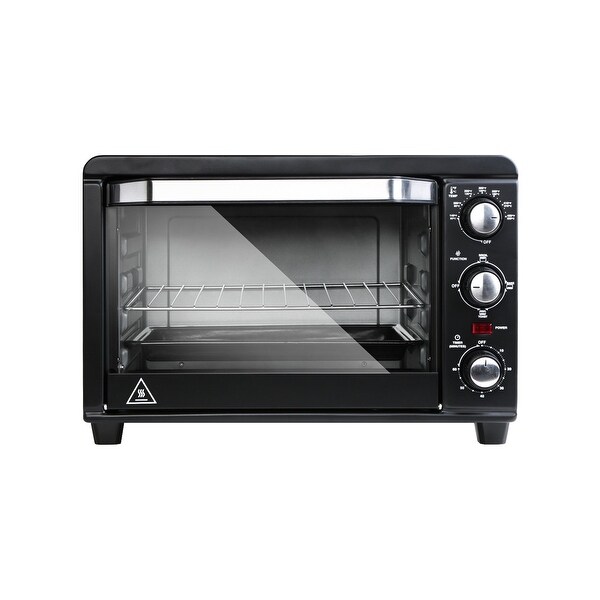 1200W 6-Slice Stainless Steel Simple Deluxe Oven ，Toaster， 20L Capacity， Black