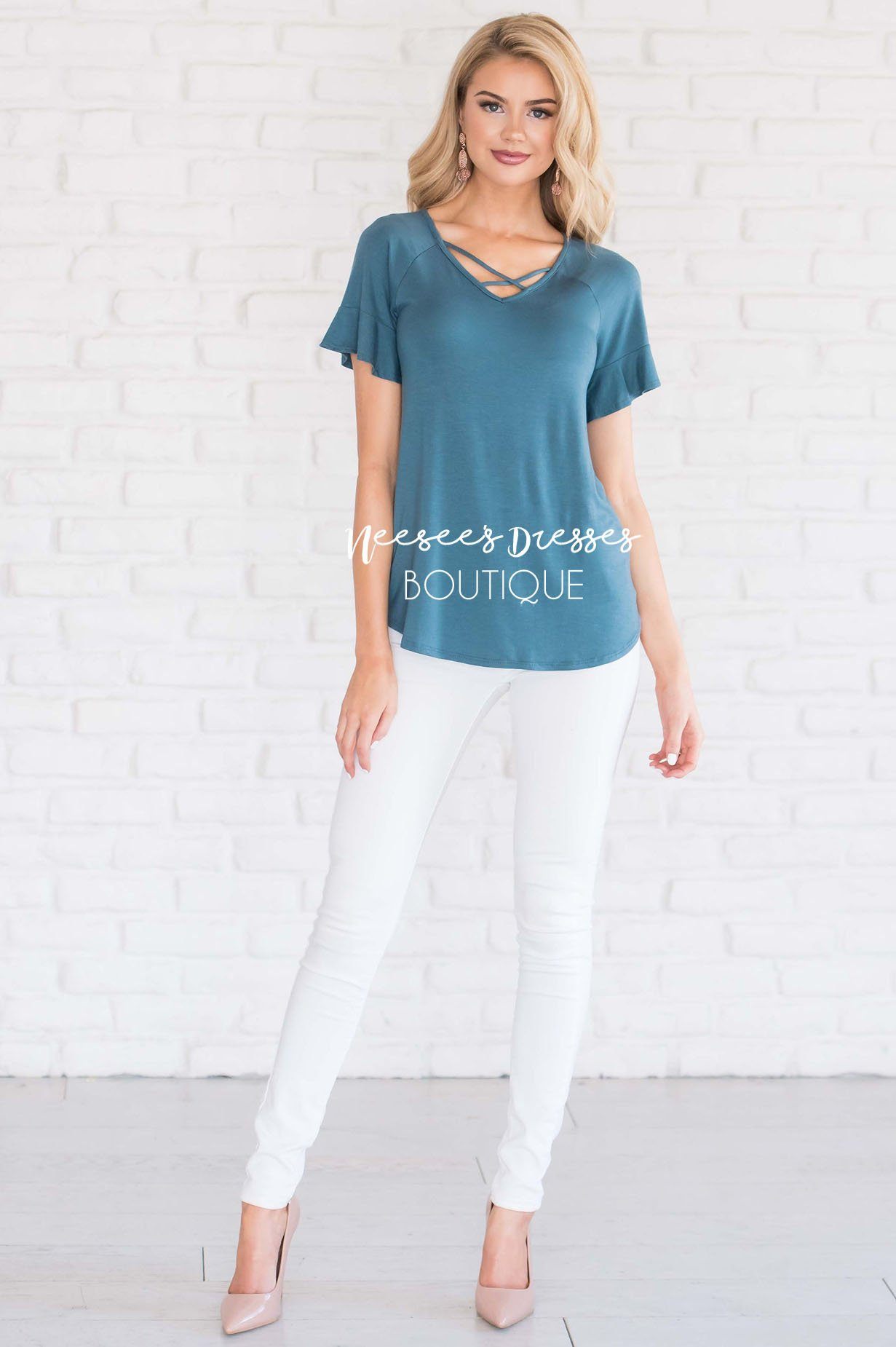 Criss Cross Flutter Sleeve Top