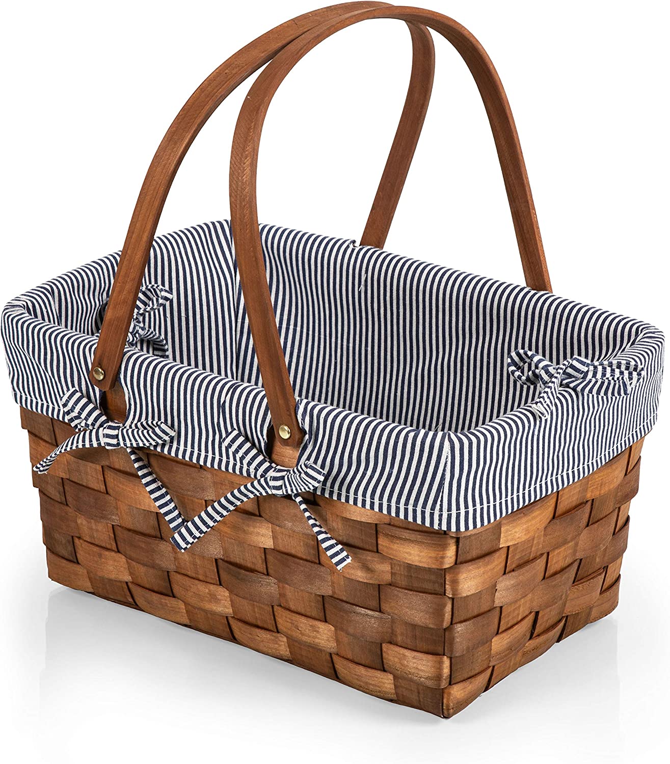 Picnic Time Kansas Handwoven Wood Picnic Basket