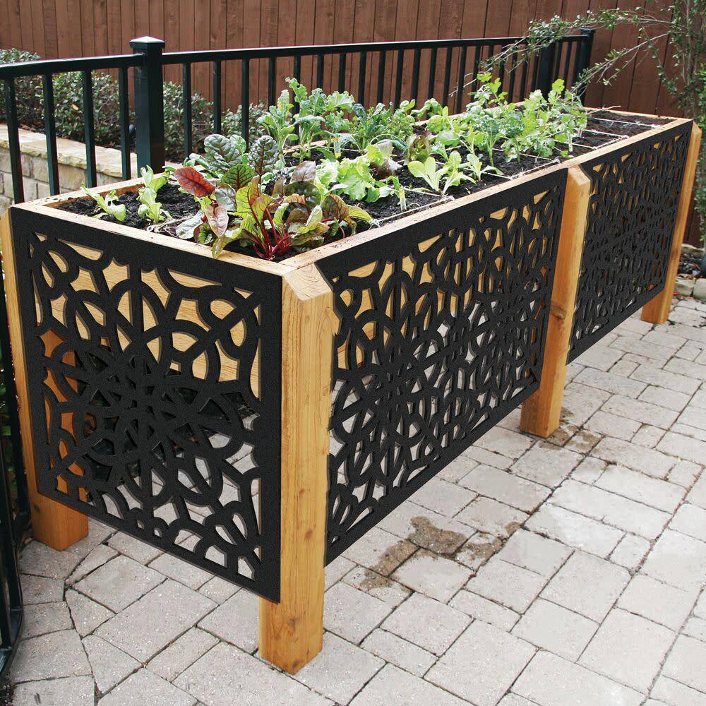 Barrette Outdoor Living 2 ft. x 4 ft. Fretwork Black Polypropylene Decorative Screen Panel 73004786