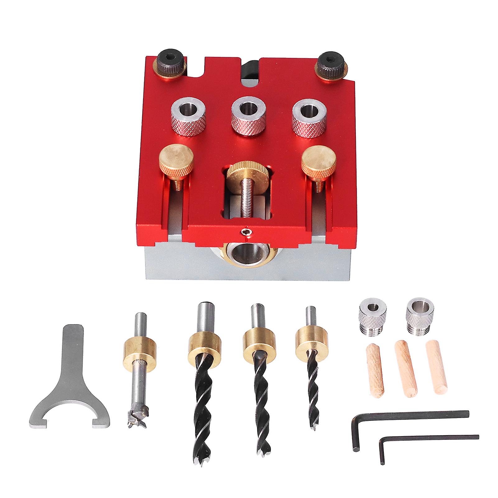 3 In 1 Drill Guide Woodworking Hole Punch Positioner Locator Jig System Kit Aluminium Alloy Woodworking Tool