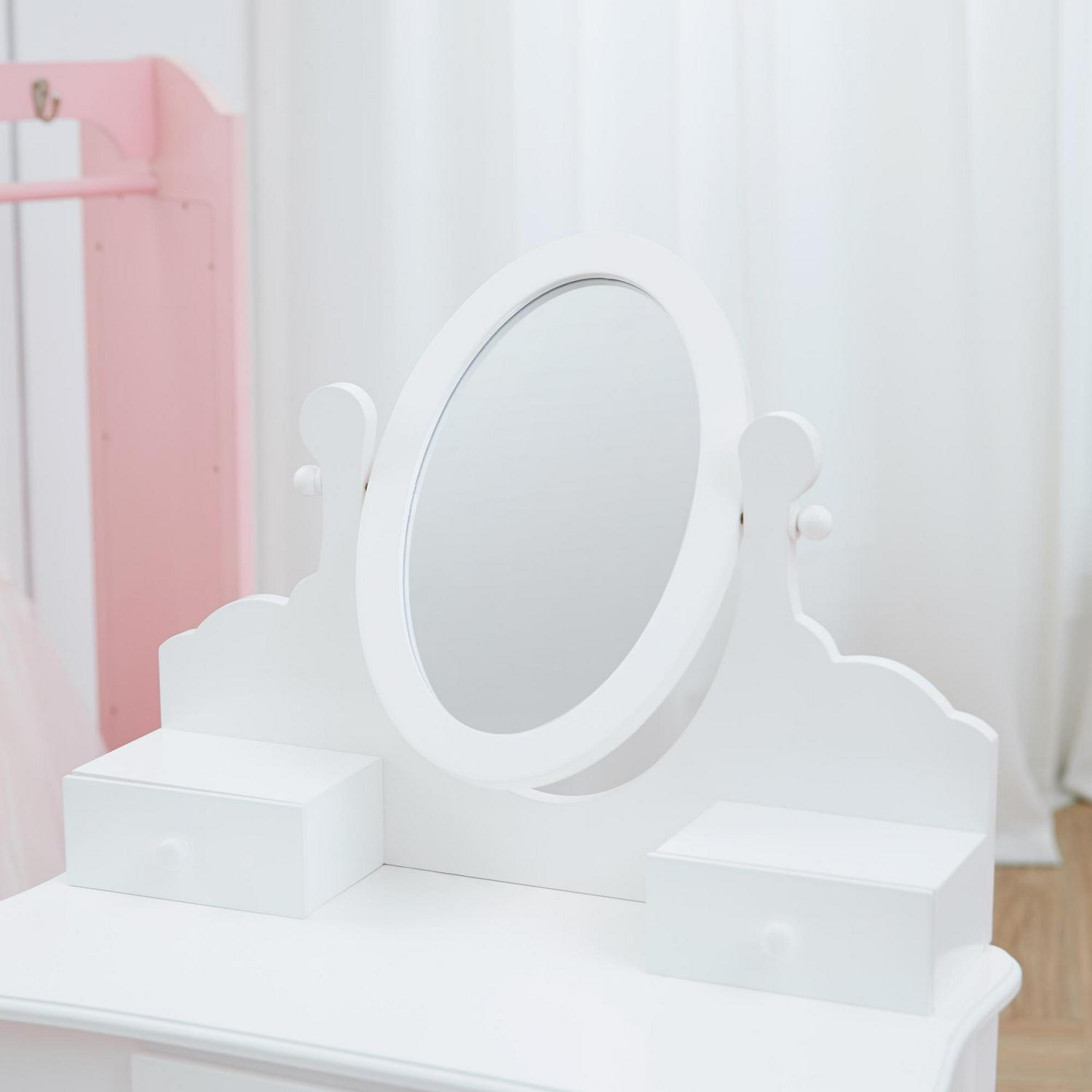 Fantasy Fields Little Princess Rapunzel Vanity Table with Mirror Storage Drawers and Stool White  Crowdfused