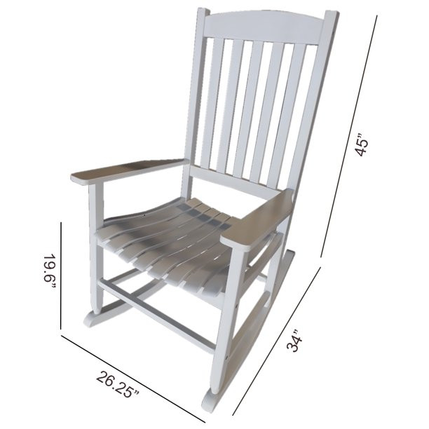 Mainstays Outdoor Wood Porch Rocking Chair， White Color， Weather Resistant Finish