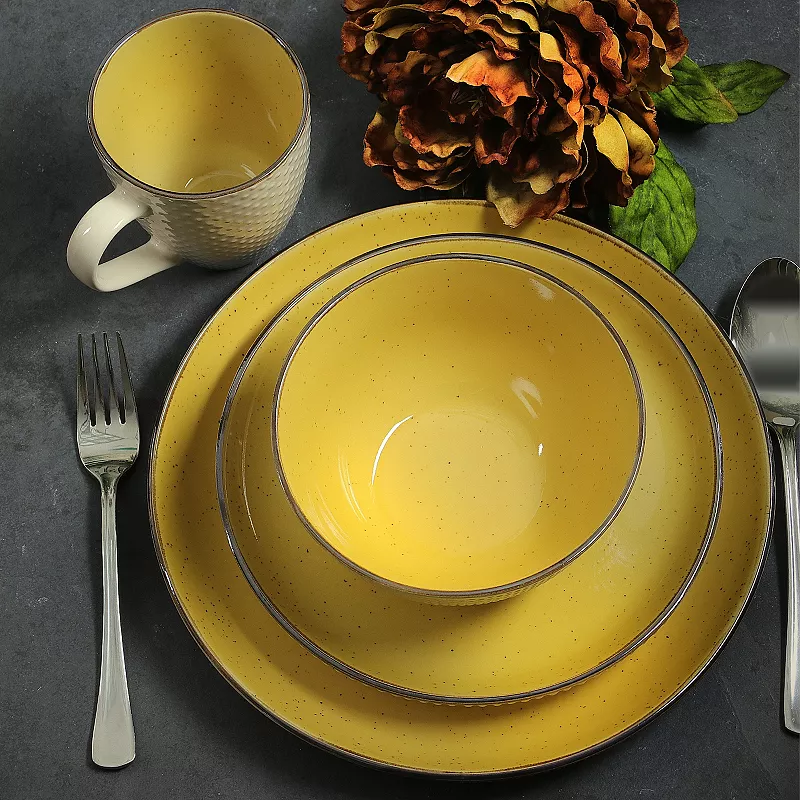 Elama Mellow-Yellow 16-Piece Dinnerware Set