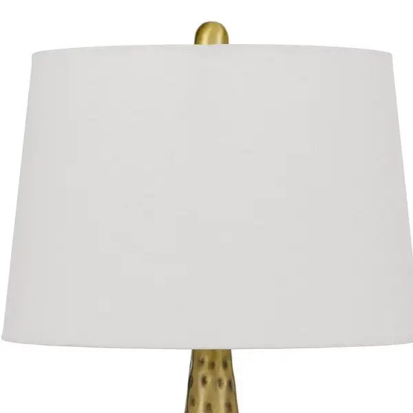 27 Inch Table Lamp with Metal Cone Hammered Brass Base