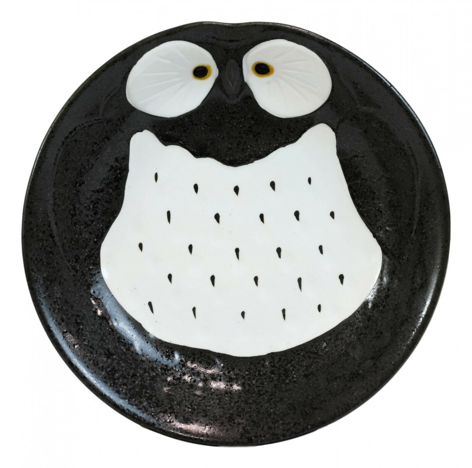 1 Pack Of 4 Black Whimsical Owl Ceramic Salad Entree Deep Plates Or Shallow Bowls EBR02