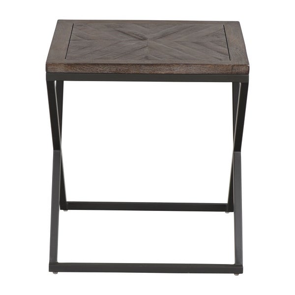 Elgin Mango and Metal Accent Side Table with Cross Leg Base