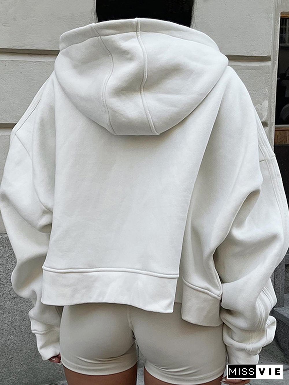 Number Embroidery Embellished Oversized Hoodie