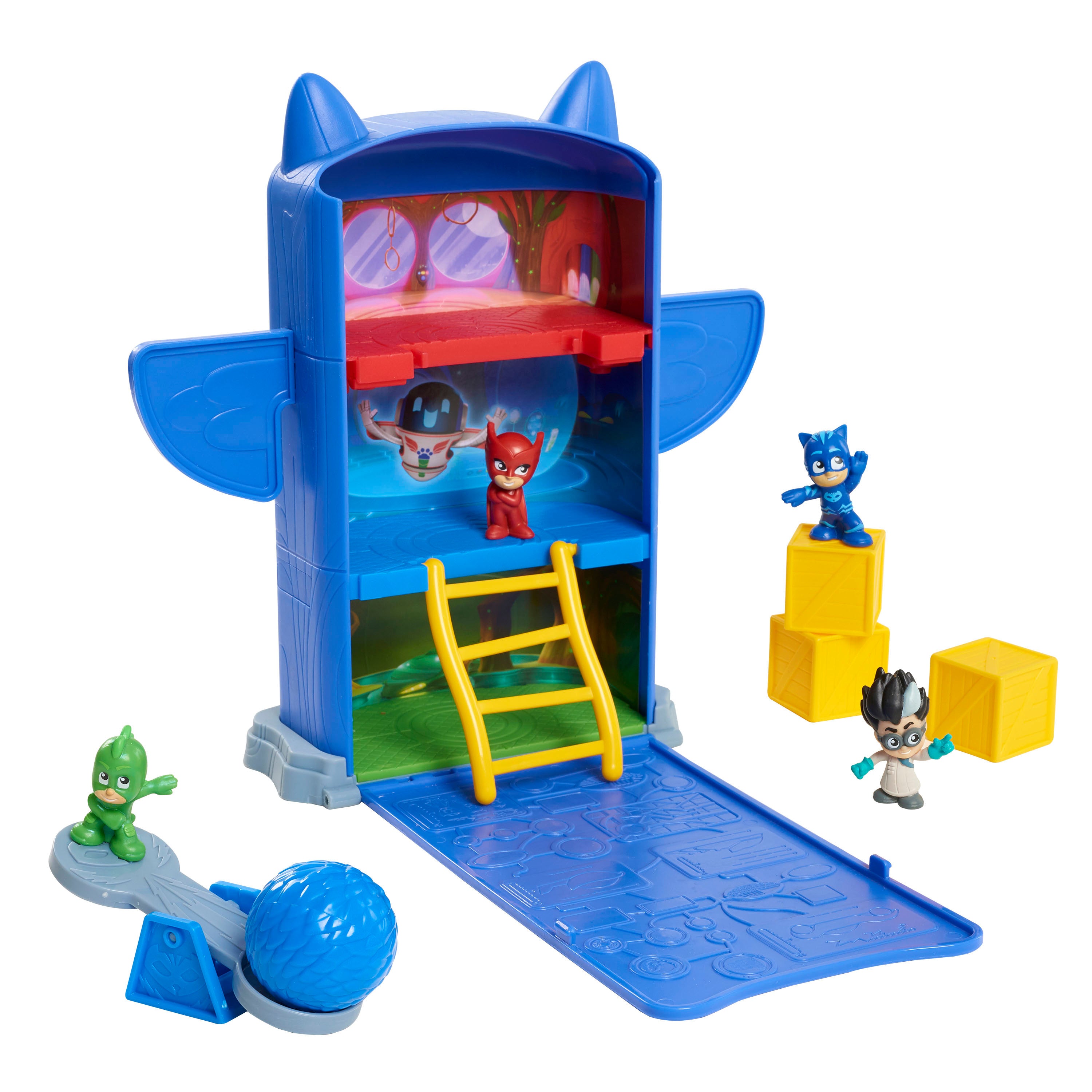 PJ Masks Nighttime Micros Fold N Go HQ，  Kids Toys for Ages 3 Up， Gifts and Presents