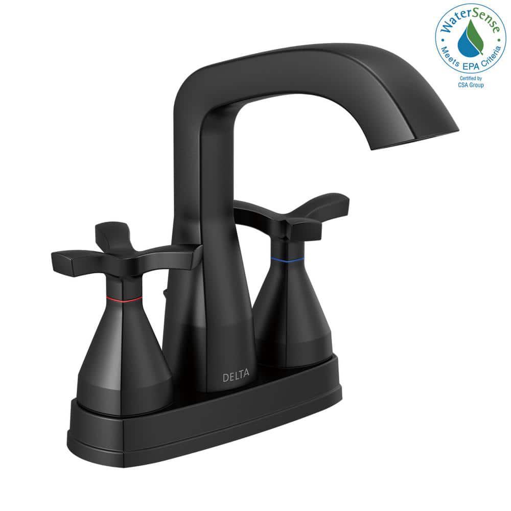 Delta Stryke 4 in Centerset 2Handle Bathroom Faucet in Matte Black