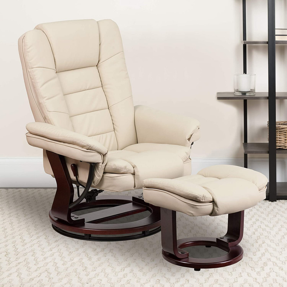 Contemporary Recliner With Ottoman  Comfortable LeatherSoft Upholstery   Modern   Theater Seating   by Decorn  Houzz