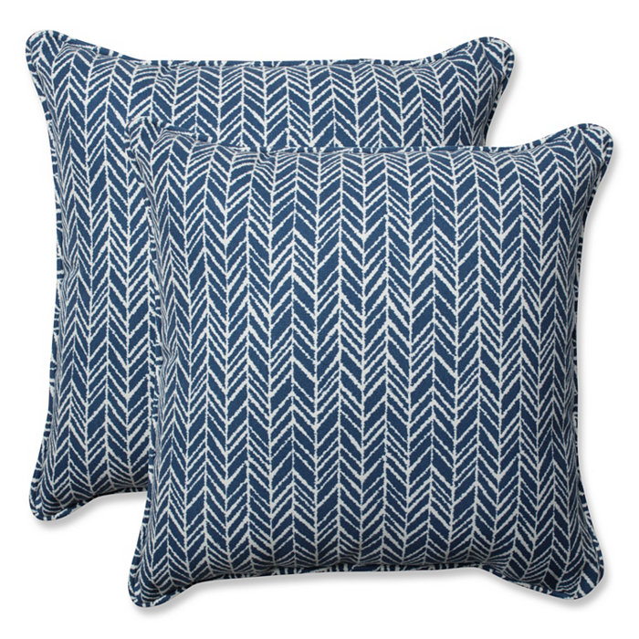 Pillow Perfect Herringbone Ink Blue 18.5