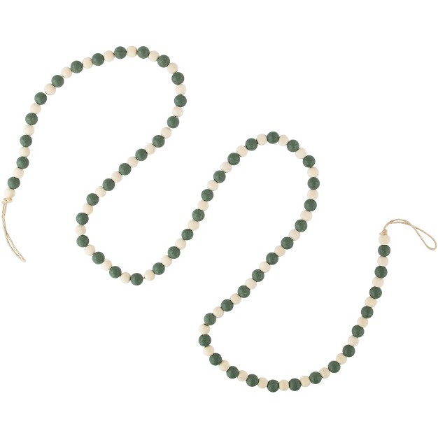 Northlight 6 x27 Green And Cream Wooden Beads Christmas Garland Unlit