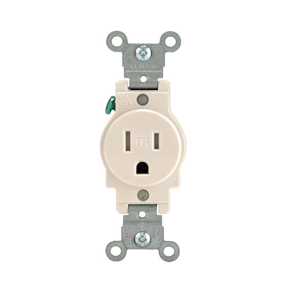 Leviton 15 Amp Commercial Grade Tamper Resistant Single Outlet Light Almond R56-T5015-0TS