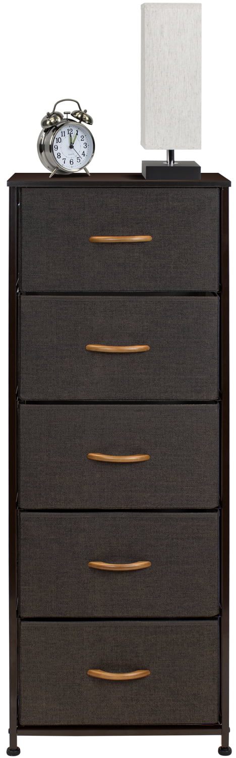 Sorbus Dresser Storage Tower, Organizer for Closet, Tall Dresser for Bedroom, Chest Drawer for Clothes, home office, Living Room, College Dorm, Steel Frame, Wood Top, Fabric, 5 Drawers