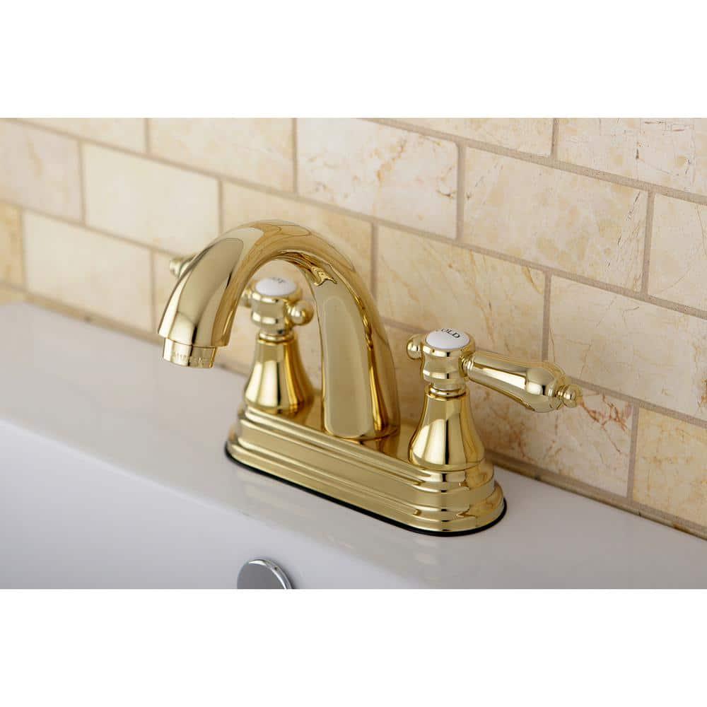 Kingston Brass Traditional 4 in Centerset 2Handle Bathroom Faucet in Polished Brass