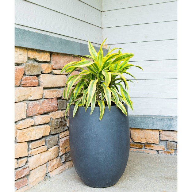 Wide Kante Lightweight Tall Concrete Outdoor Planter Pot Charcoal Black