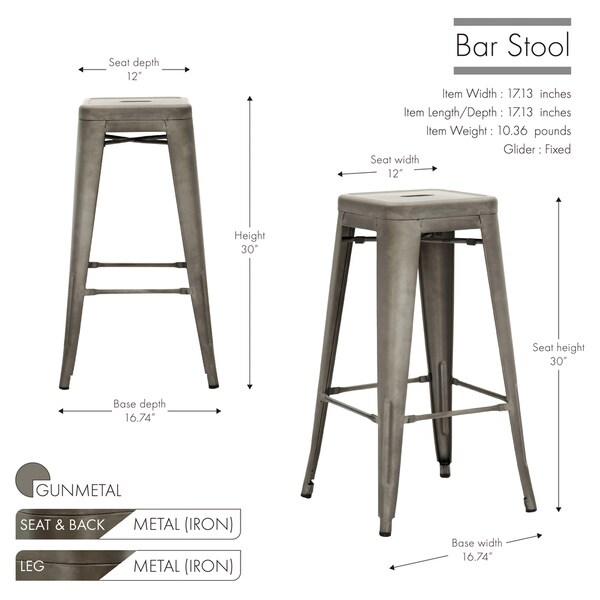 Carbon Loft Raven Stackable Metal Bar Stool