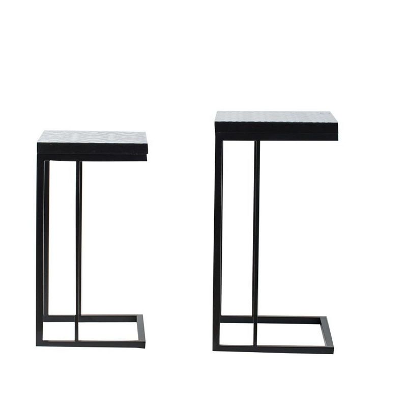 Set of 2 White and Blue Silhouette Accent Side Tables 24.5