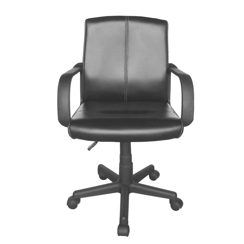 Tufted Black Leather Mid back Office Chair