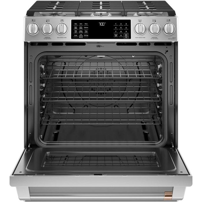 GE Café 30quot 56 cu ft SlideIn Front Control Gas Oven  CCGS700P2MS1