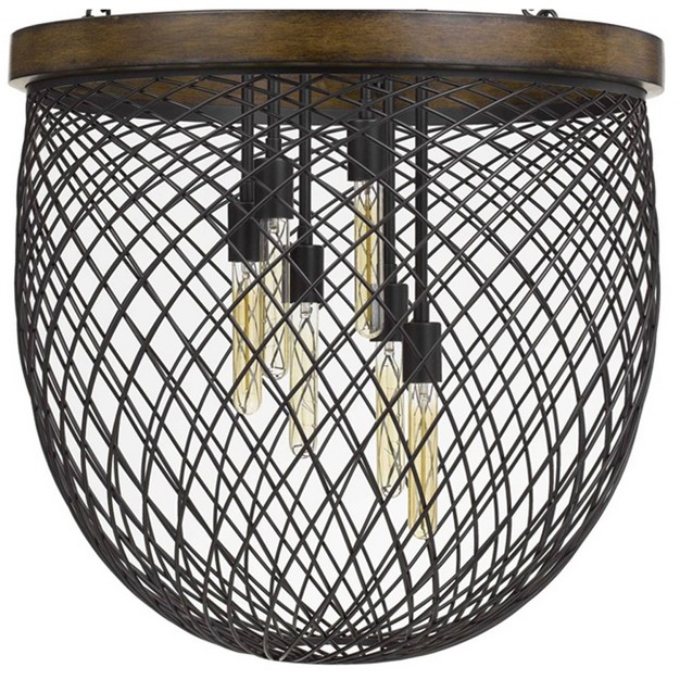 X 26 quot X 38 25 quot 6 light Metal wood Marion Mesh Shade Chandelier Bronze Cal Lighting