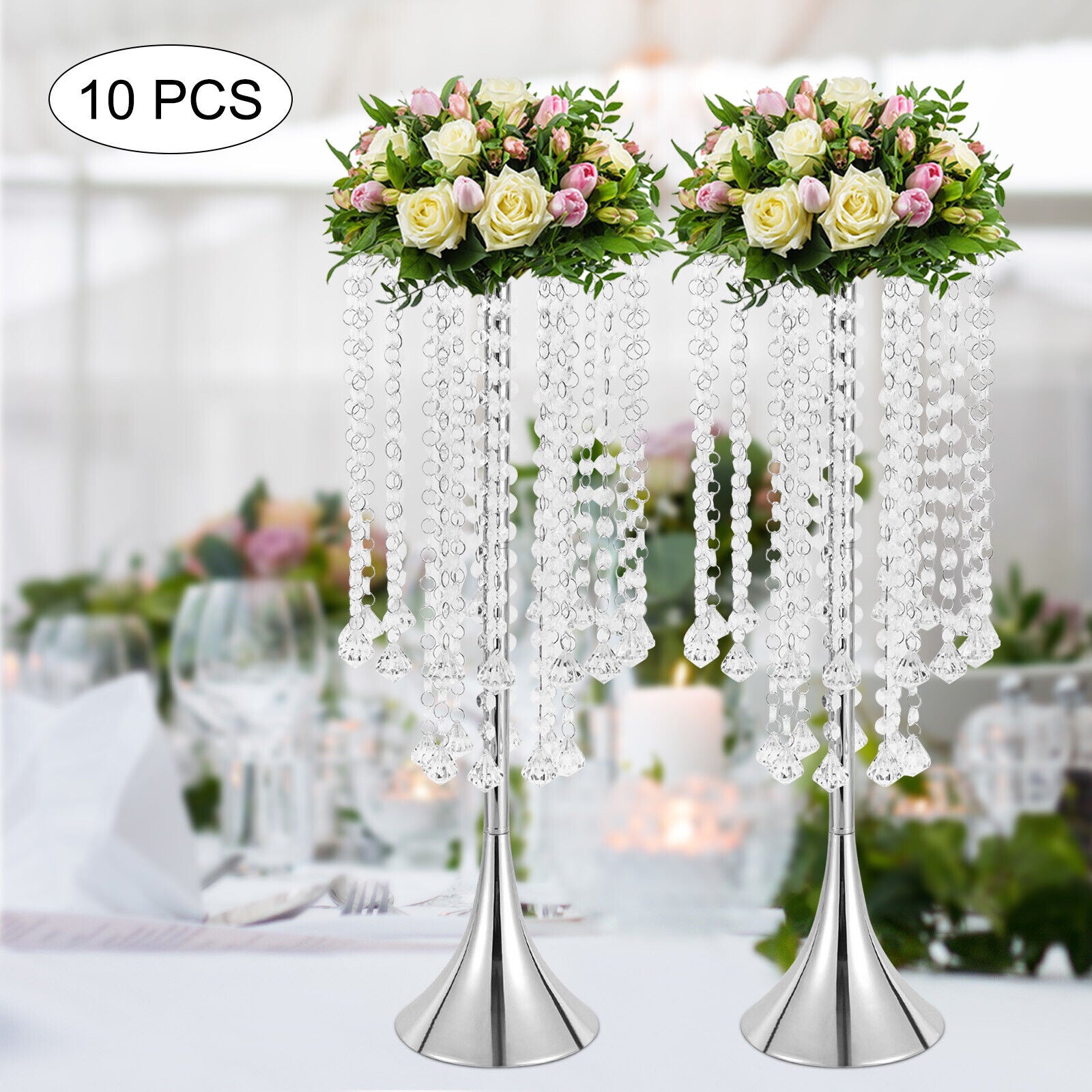 Miumaeov 10Pcs Wedding Centerpieces for Tables 55cm/21.6inch Tall Vases Metal Centerpieces Table Decorations for Wedding Ceremony Party Birthday Anniversary Events