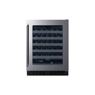 Summit Appliance 24 in. Shallow Depth Single Zone 33-Bottle Built-In Wine Cooler in Stainless Steel ADA Compliant ASDW2412