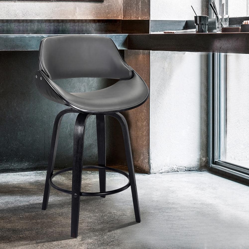 Armen Living Mona 41.5 in. Black Brush Grey Bar Stool LCMNBABLGR30