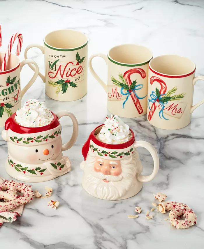 Lenox Mr and Mrs 2-Piece Porcelain Candy Cane Mug Set