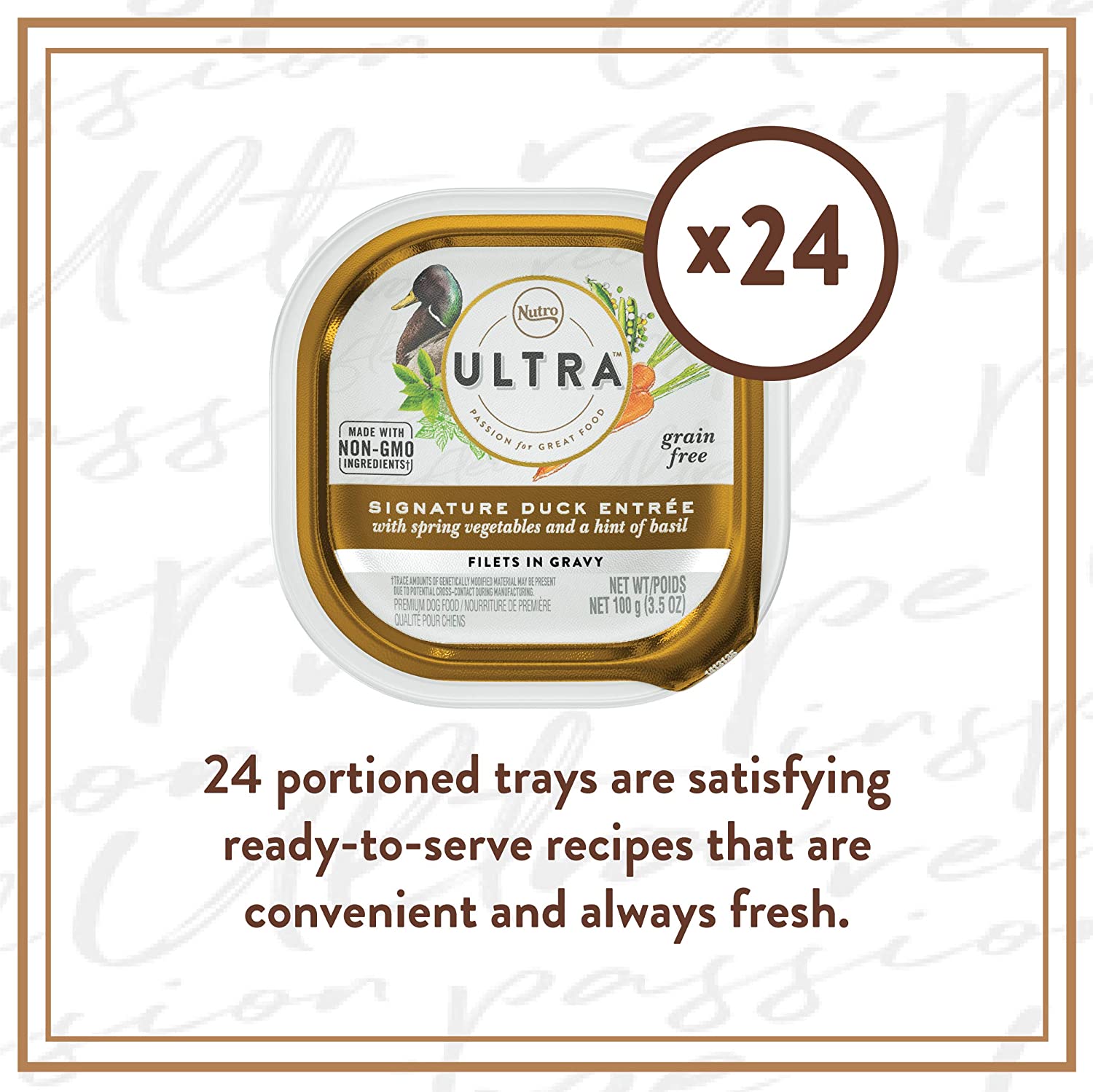 NUTRO ULTRA Grain Free Adult Wet Dog Food Filets in Gravy Signature Duck Entrée With Spring Vegetables and a Hint of Basil 3.5 Ounce (Pack of 24)