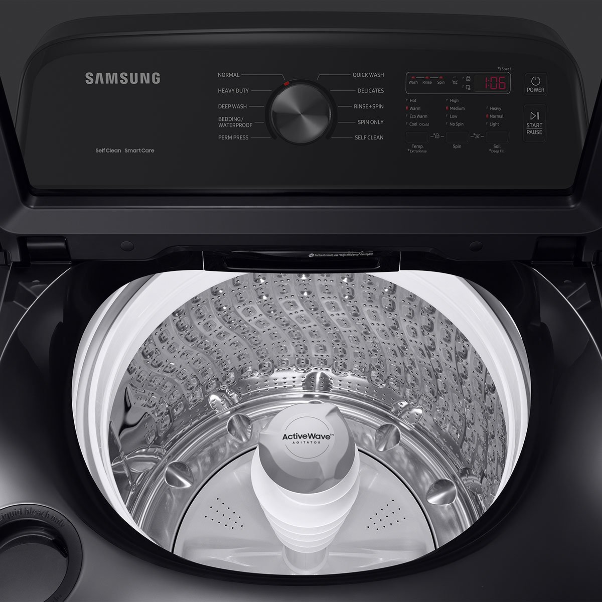  4.9 Cu. Ft. Brushed Black Large Capacity Top Load Washer With ActiveWave Agitator And Deep Fill