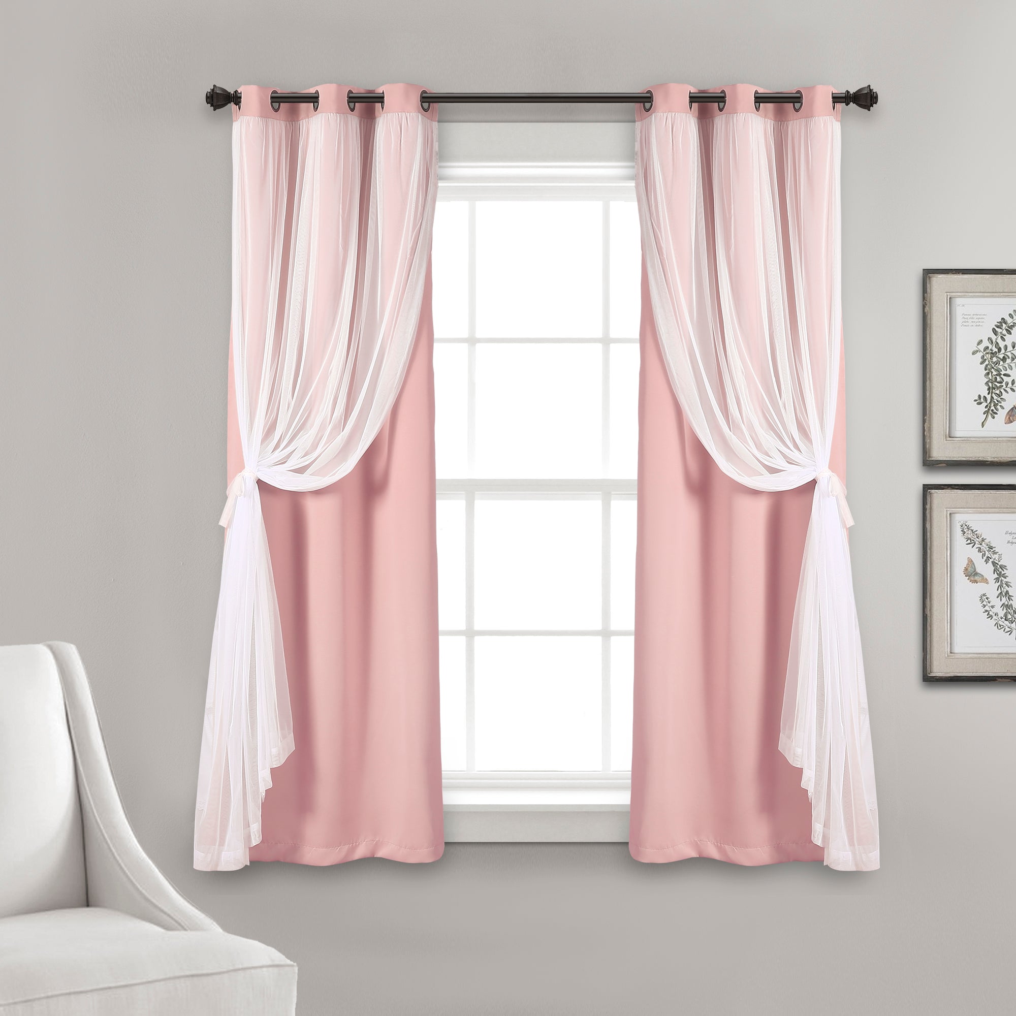 Grommet Sheer With Insulated Blackout Lining Curtain Panel Set