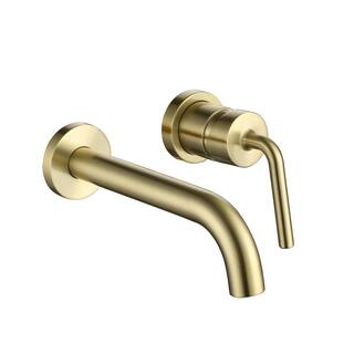 Hlihome Single Hole Wall Mount Bathroom Faucet with Single-Handle Brass in Brushed Gold DK-9004-BG