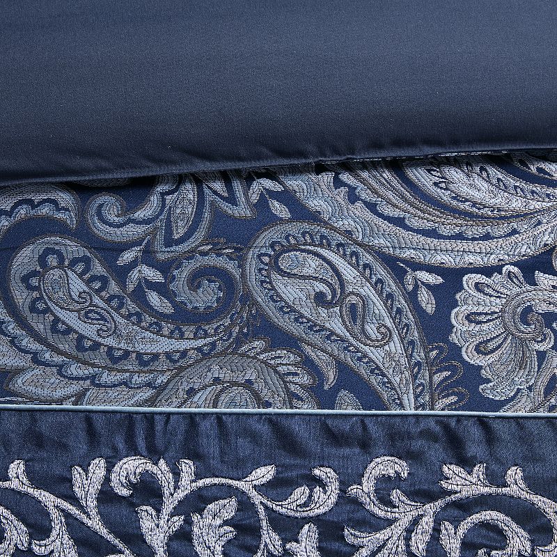 Madison Park Elaine 7-Piece Embroidered Jacquard Paisley Comforter Set with Throw Pillows