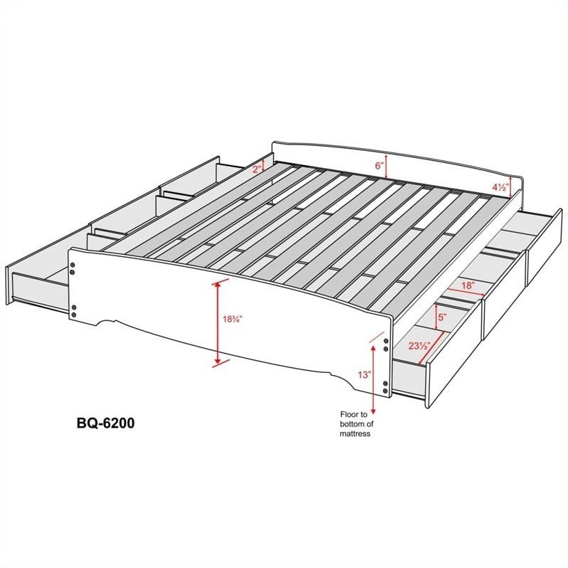 Kingfisher Lane Queen Wood Platform Storage Bed in White