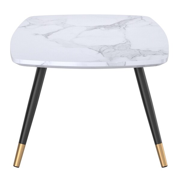 Contemporary MDF and Metal， Faux Marble Finish Rectangular Coffee Table