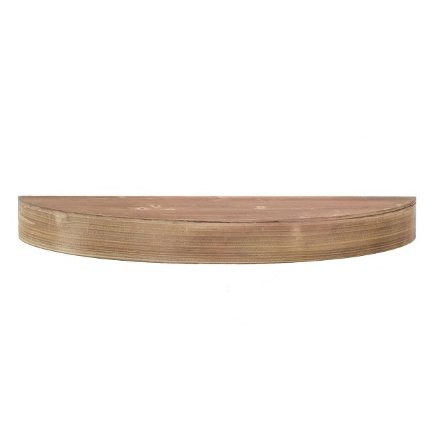 Small Round Wood Floating Decorative Wall Shelf Brown American Art Decor