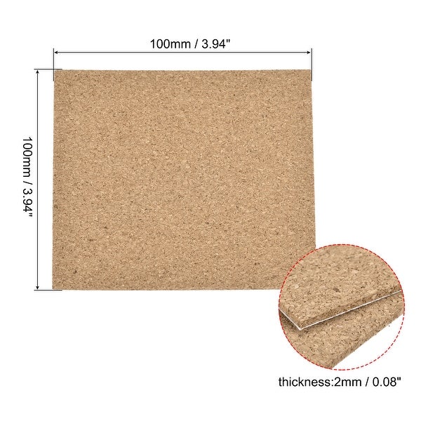 100x100x2mm Square Coasters Cork Cup Mat Pad Adhesive Backed 12pcs - Wood