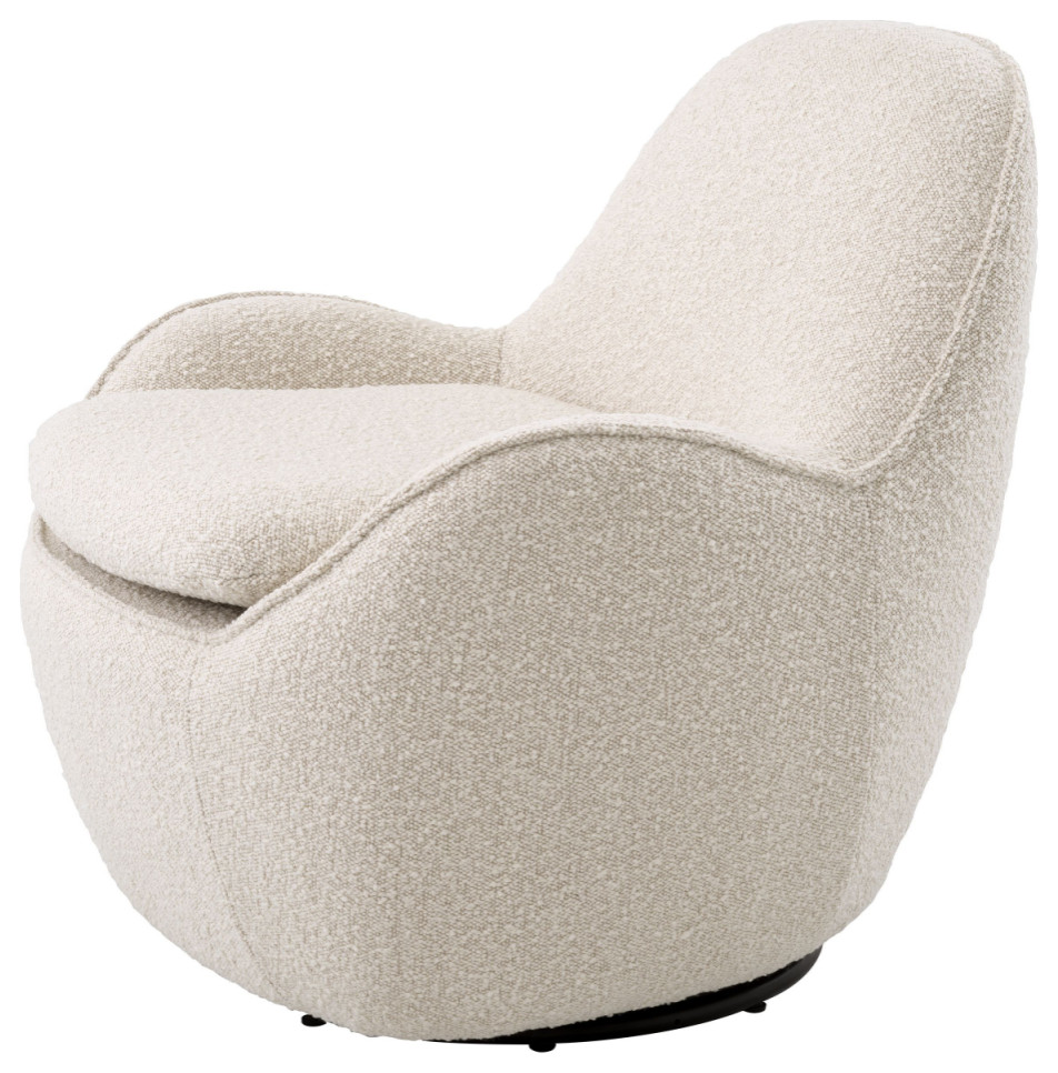 Cream Boucle Swivel Accent Chair  Eichholtz Cupido   Transitional   Armchairs And Accent Chairs   by Oroa   Distinctive Furniture  Houzz